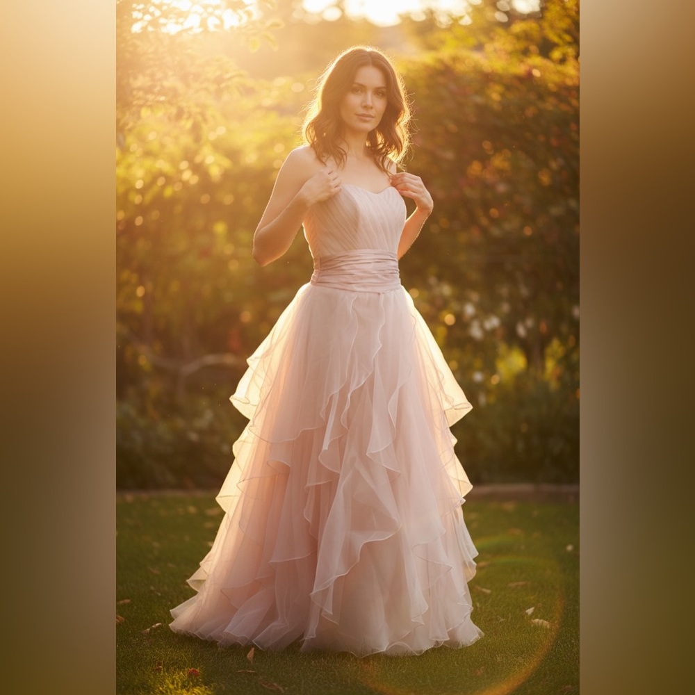 David's Bridal Strapless Dress in Blush